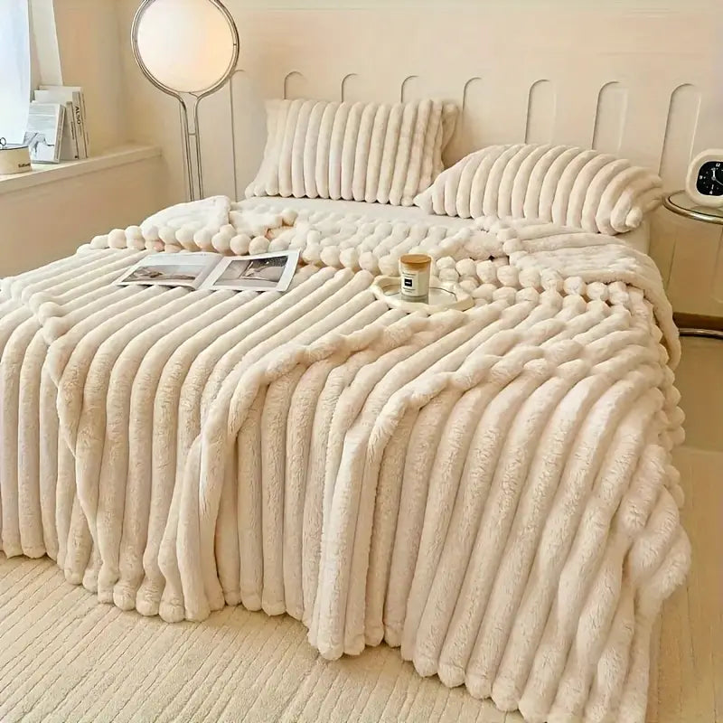 Plush Stripped Warm Blanket