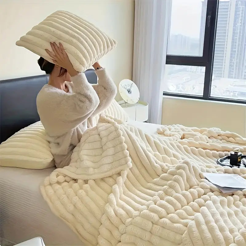 Plush Stripped Warm Blanket