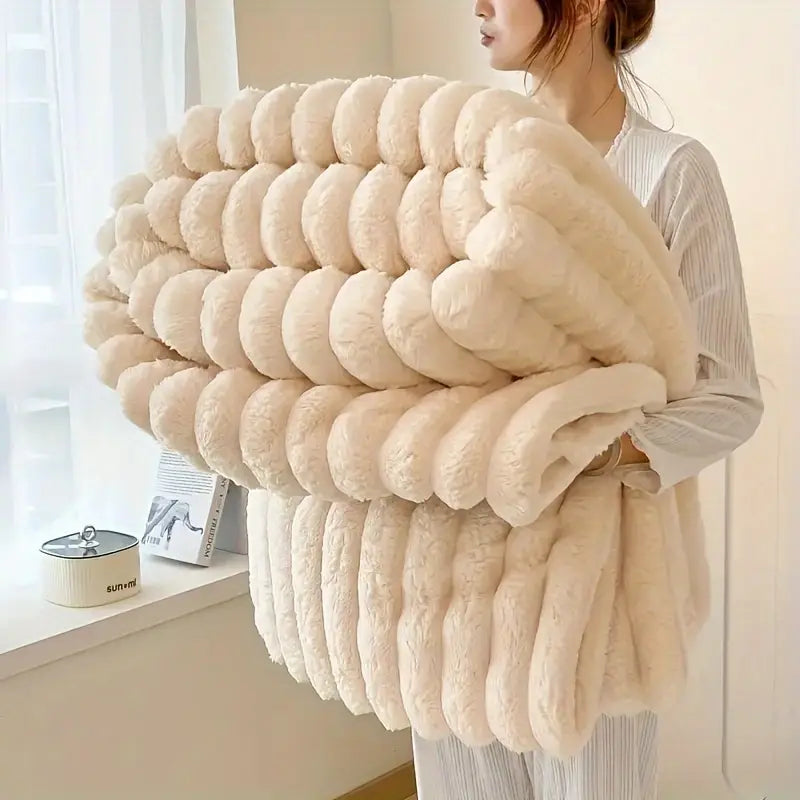 Plush Stripped Warm Blanket