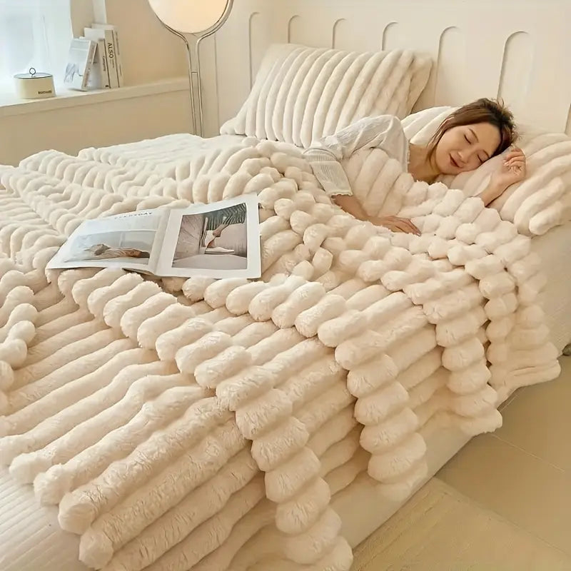 Plush Stripped Warm Blanket