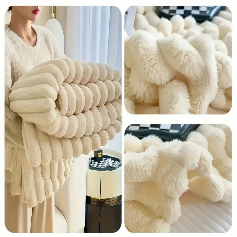 Plush Stripped Warm Blanket