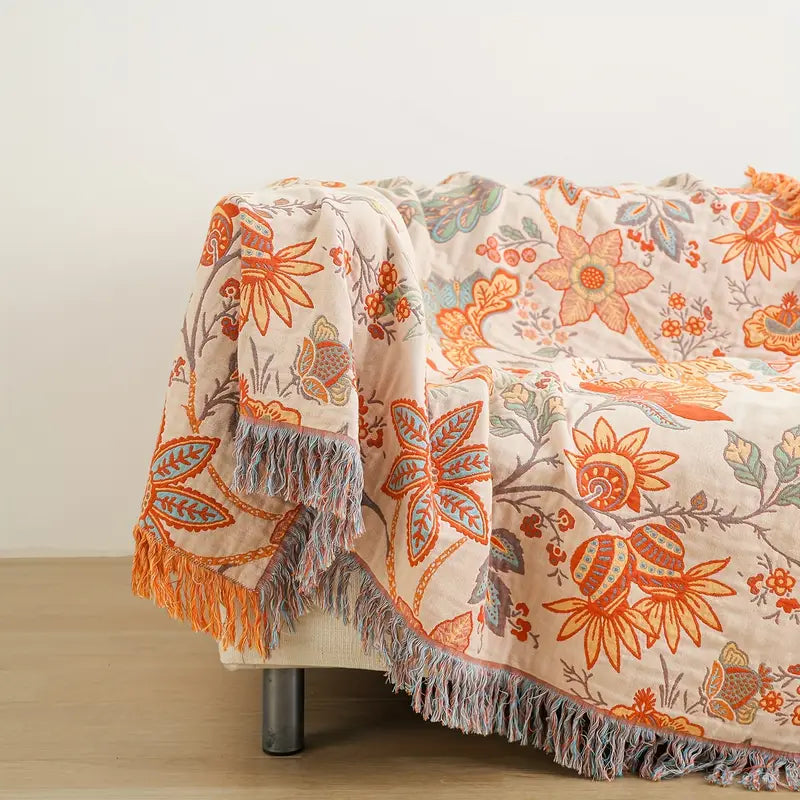 Rustic Floral Boho Blanket